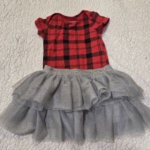 Carter's Red Plaid and Silver Tutu Costume